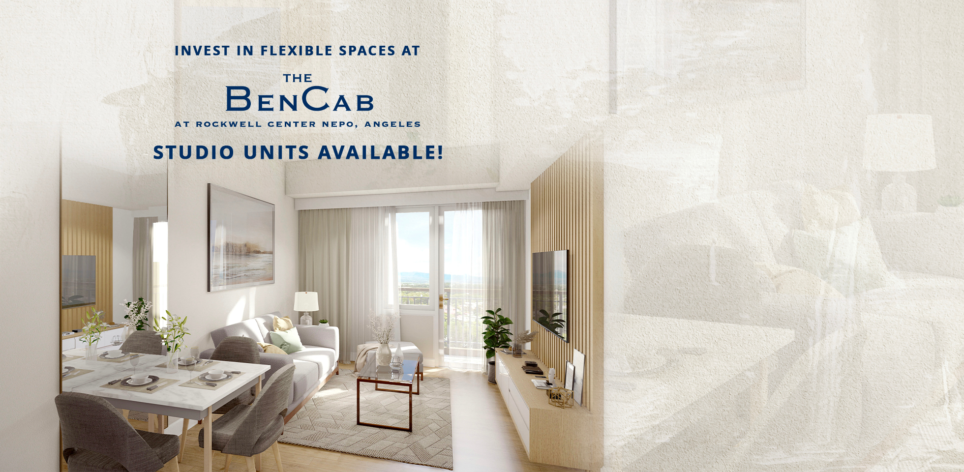 Invest in flexible spaces in a modern condo unit at the BenCab at Rockwell Center Nepo Angeles Pampanga with amazing view and green scenery